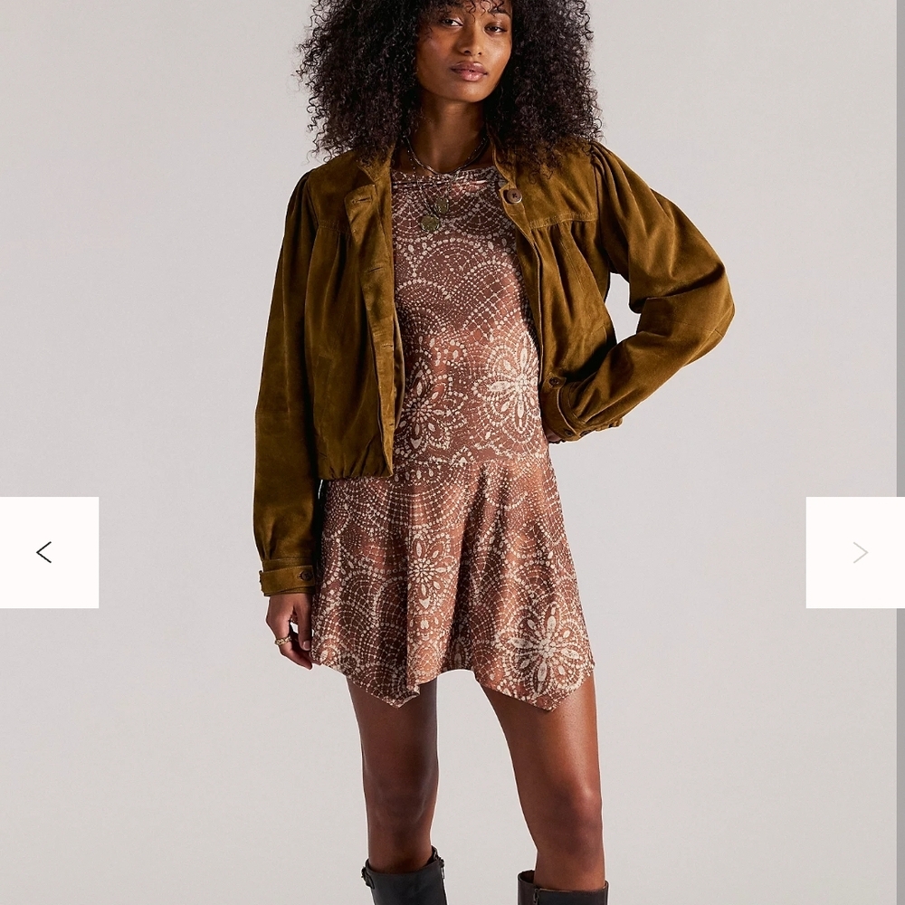 Free People Brown Floral Mini Dress